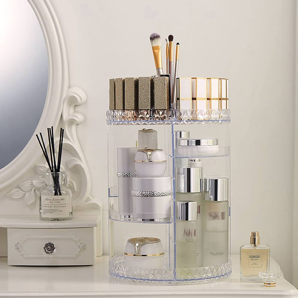 Organizador de maquillaje giratoria de 360 grados de acrílico