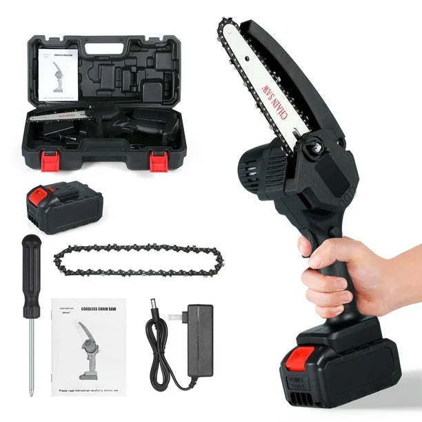 Mini Motosierra Eléctrica Recargable Batería Inalámbrica