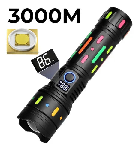 Linterna Led De Alta Potencia Recargable Por Usb Zoom 3000m