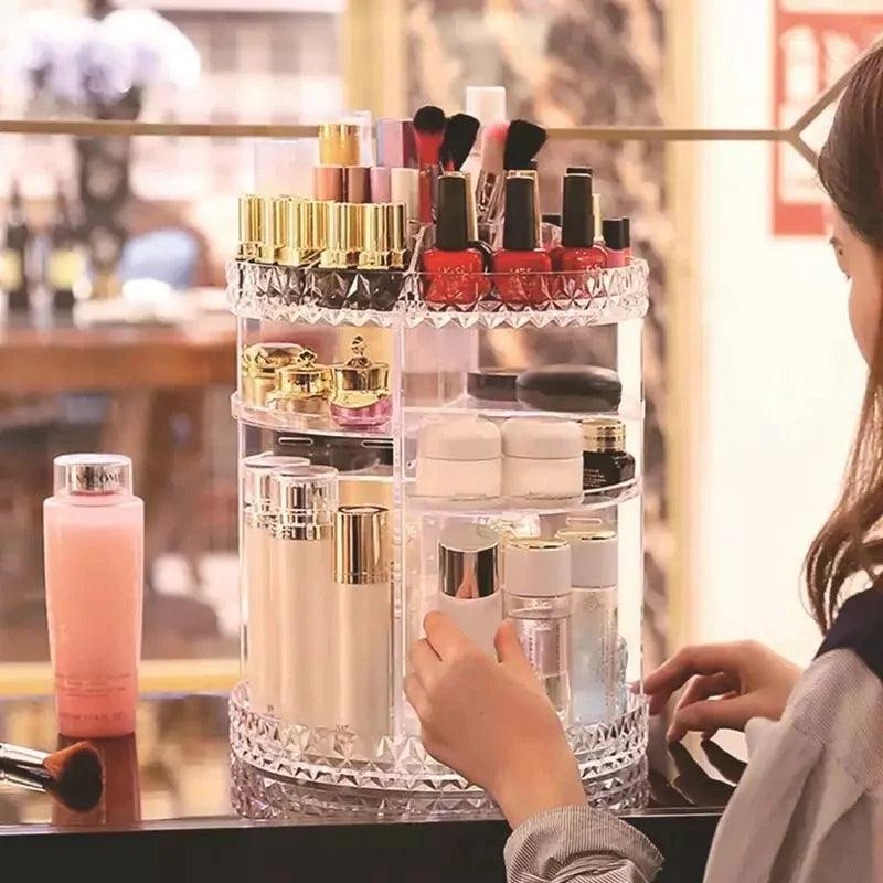 Organizador de maquillaje giratoria de 360 grados de acrílico