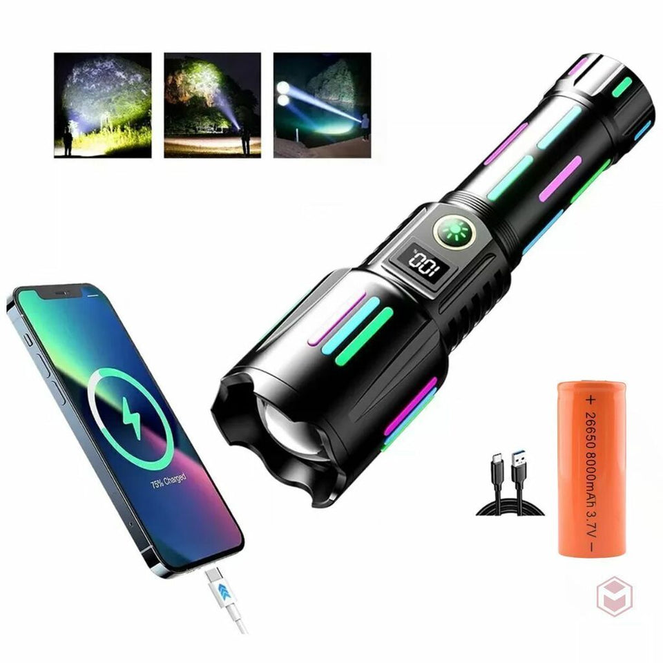 Linterna Led De Alta Potencia Recargable Por Usb Zoom 3000m