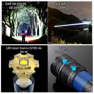 Linterna Led De Alta Potencia Recargable Por Usb Zoom 3000m